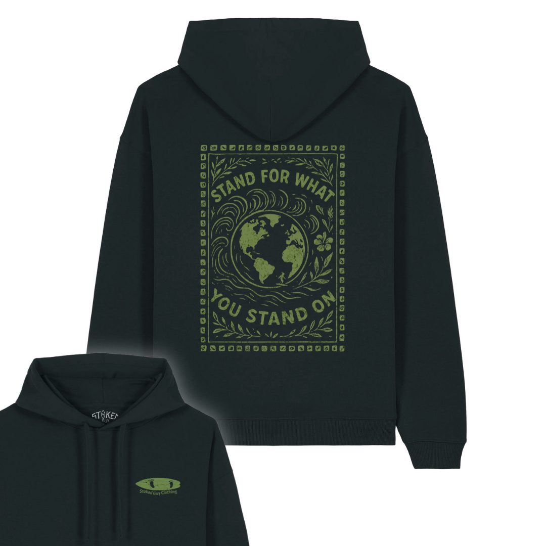 BLACK "STAND FOR" ORGANIC HOODIE