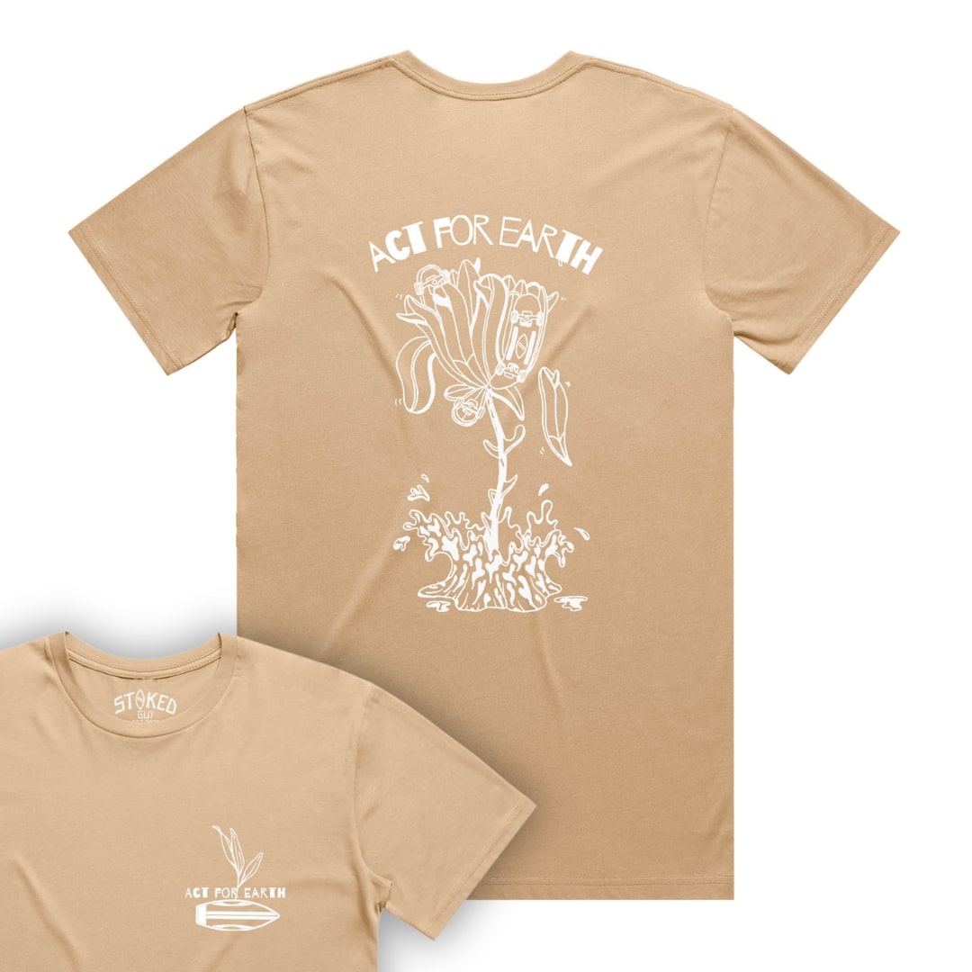 KHAKI "ACT FOR EARTH" TEE