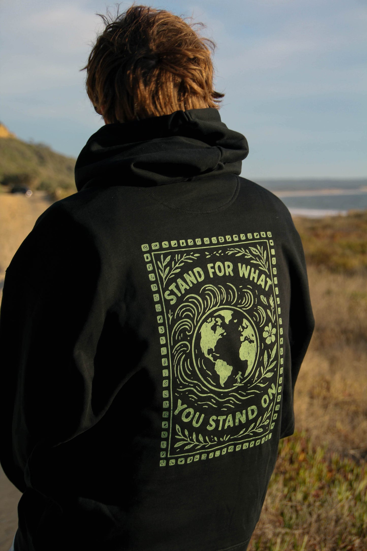 BLACK "STAND FOR" ORGANIC HOODIE