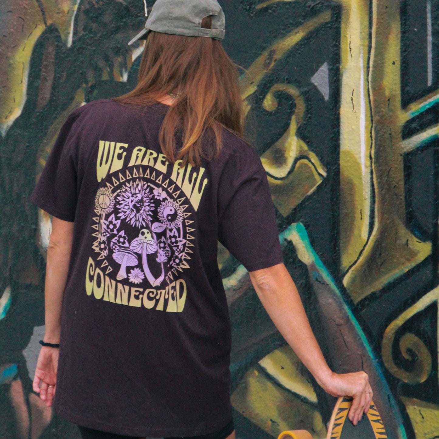 RED BROWN "WE ARE ALL CONNECTED" ORGANIC TEE