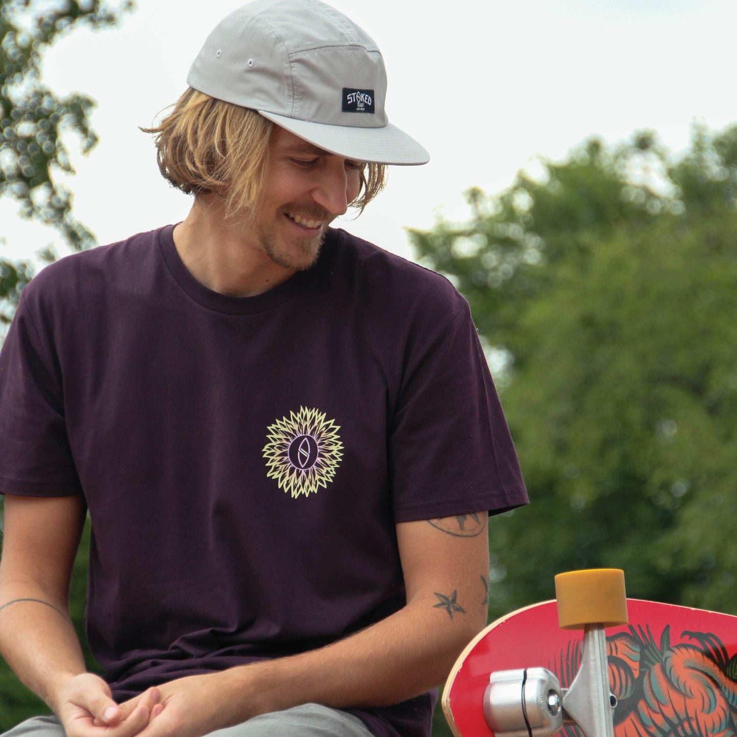 RED BROWN "WE ARE ALL CONNECTED" ORGANIC TEE