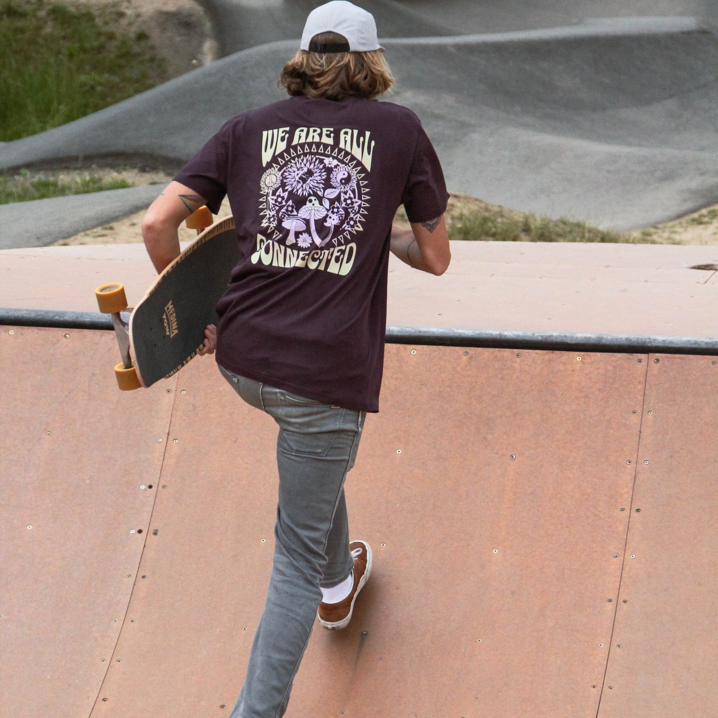 RED BROWN "WE ARE ALL CONNECTED" ORGANIC TEE