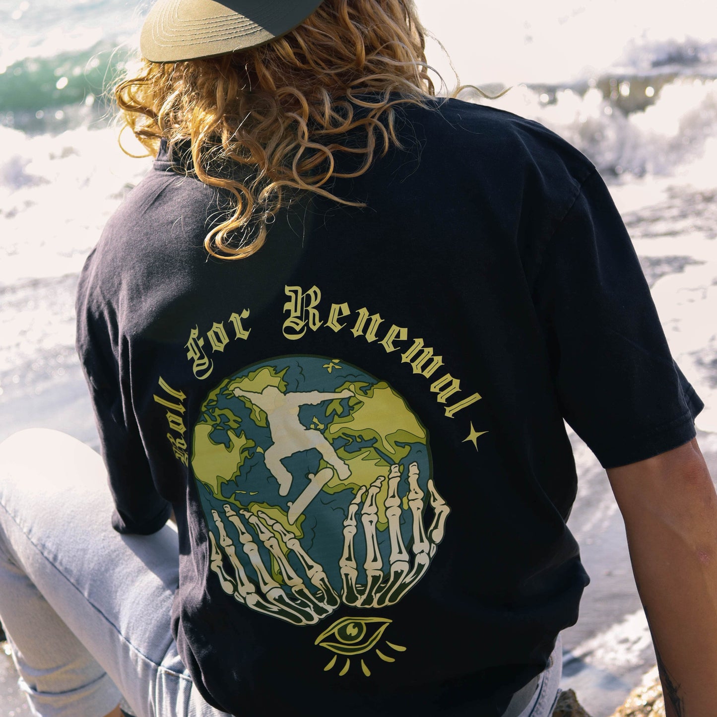Black "Roll For Renewal" Organic Tee