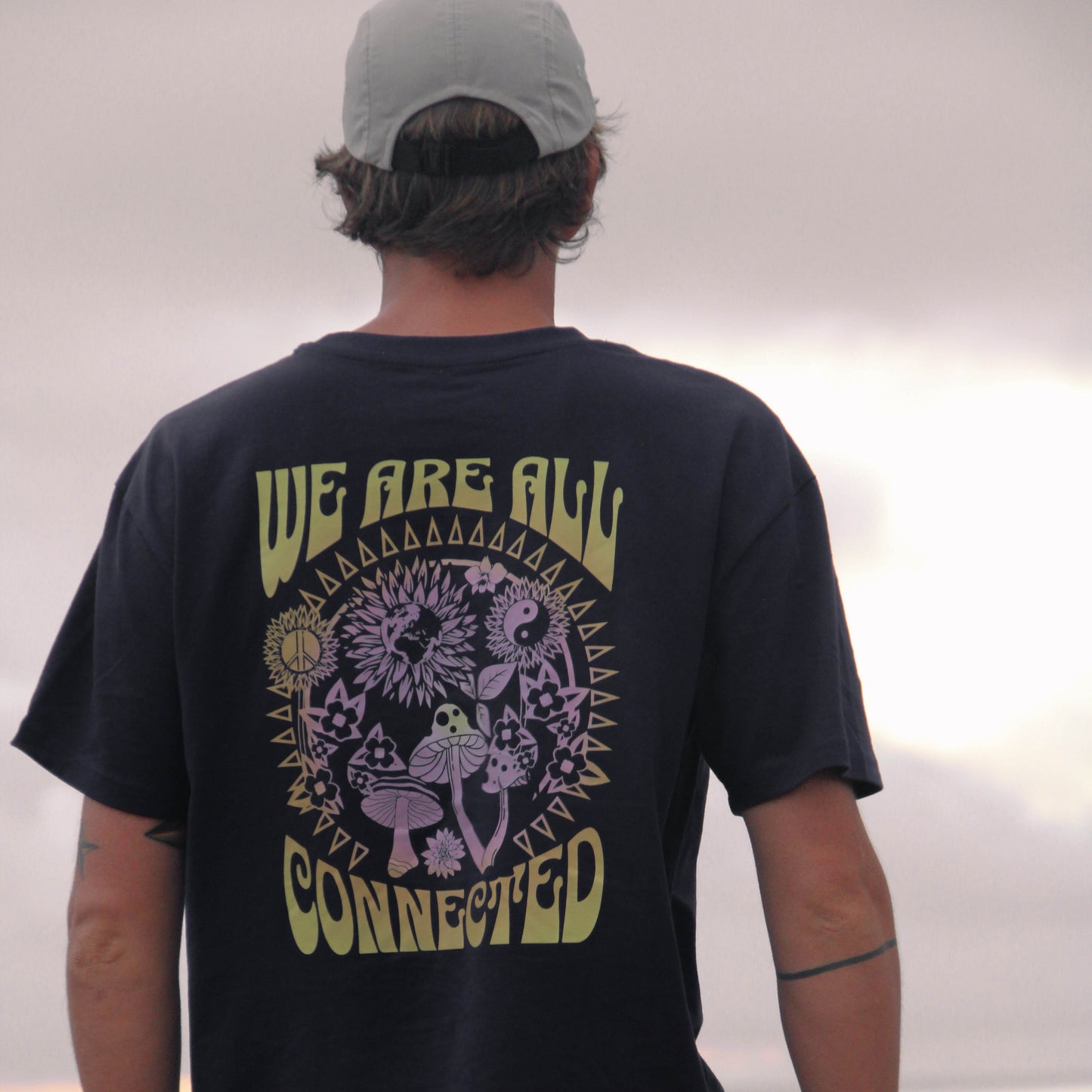 Black "We Are All Connected" Organic Tee