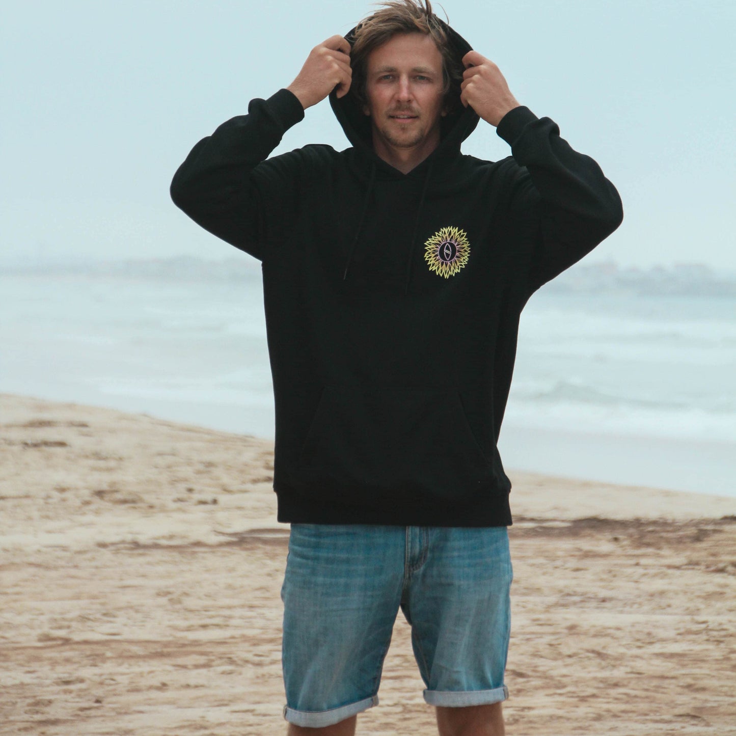 BLACK "WE ARE ALL CONNECTED" ORGANIC HOODIE