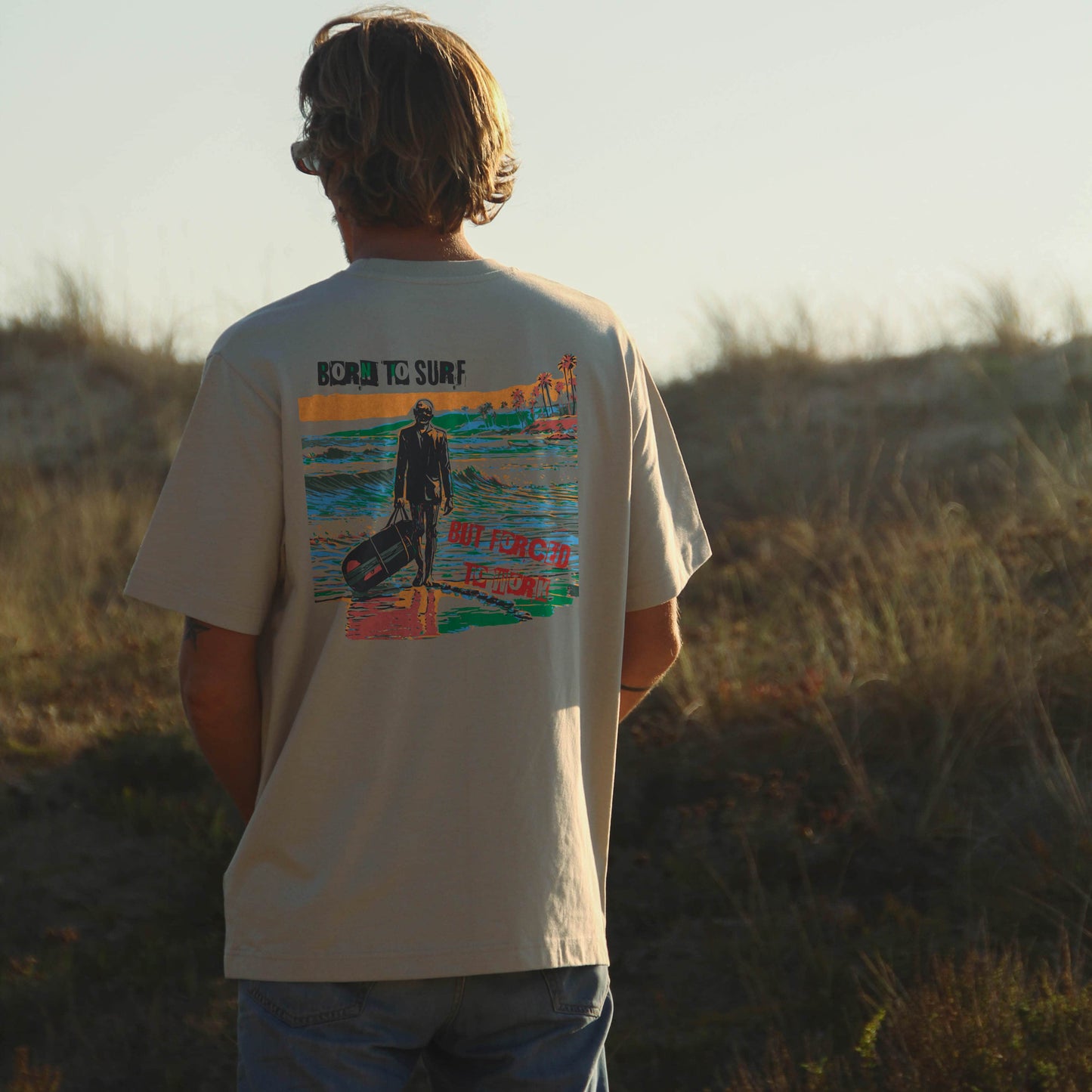 DESERT DUST "BORN TO SURF" ORGANIC TEE