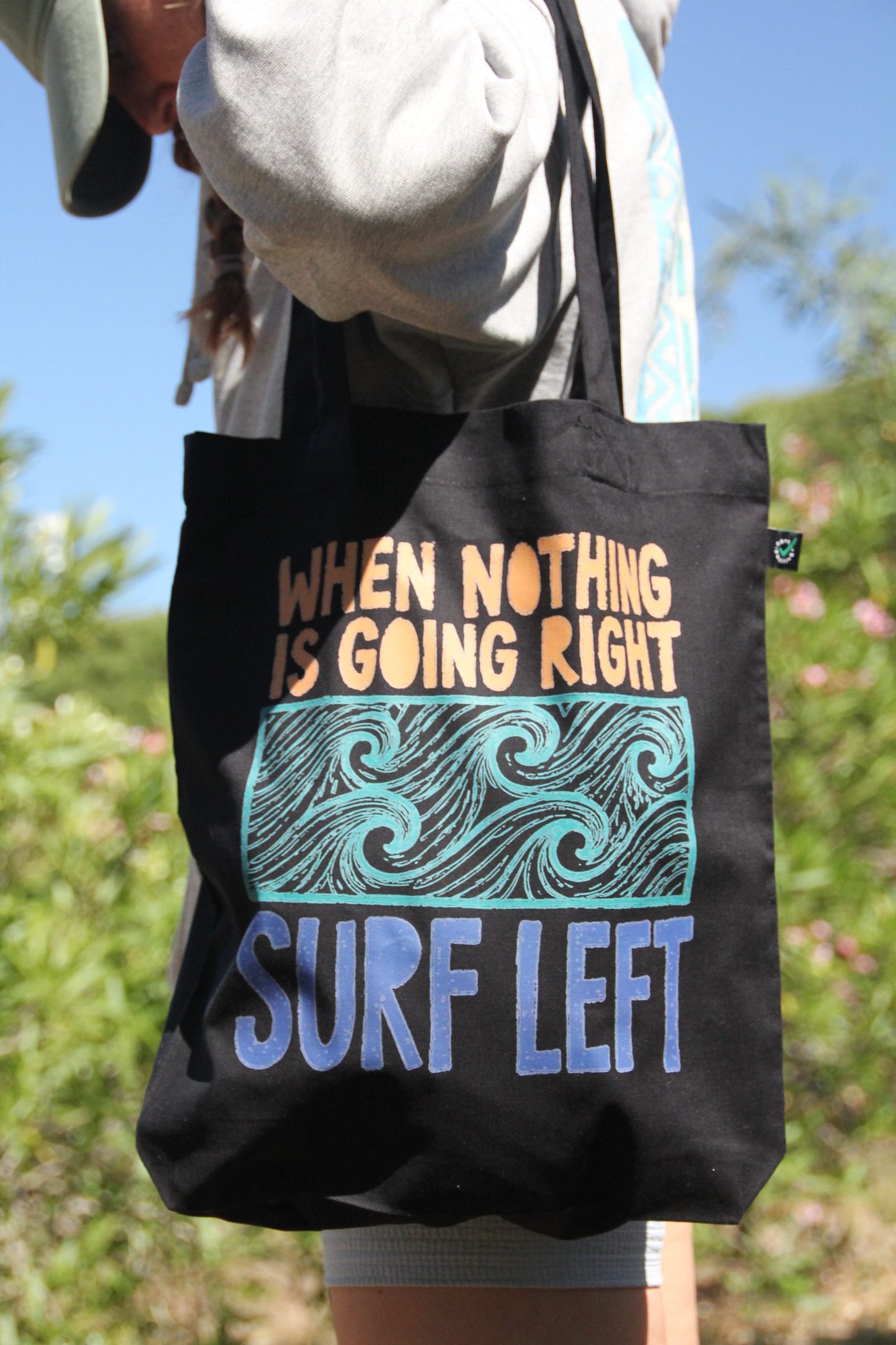 Organic "SURF LEFT" Tote Bag