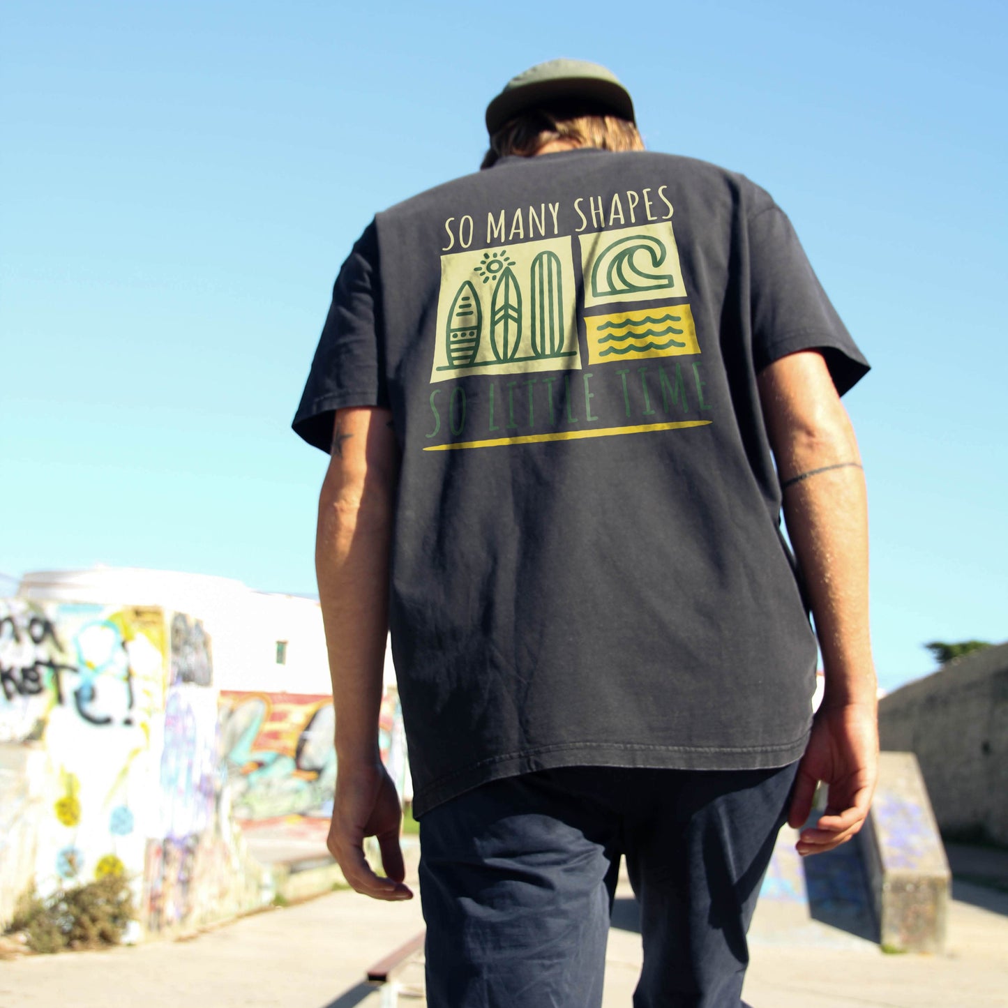BLACK "SHAPES" ORGANIC TEE