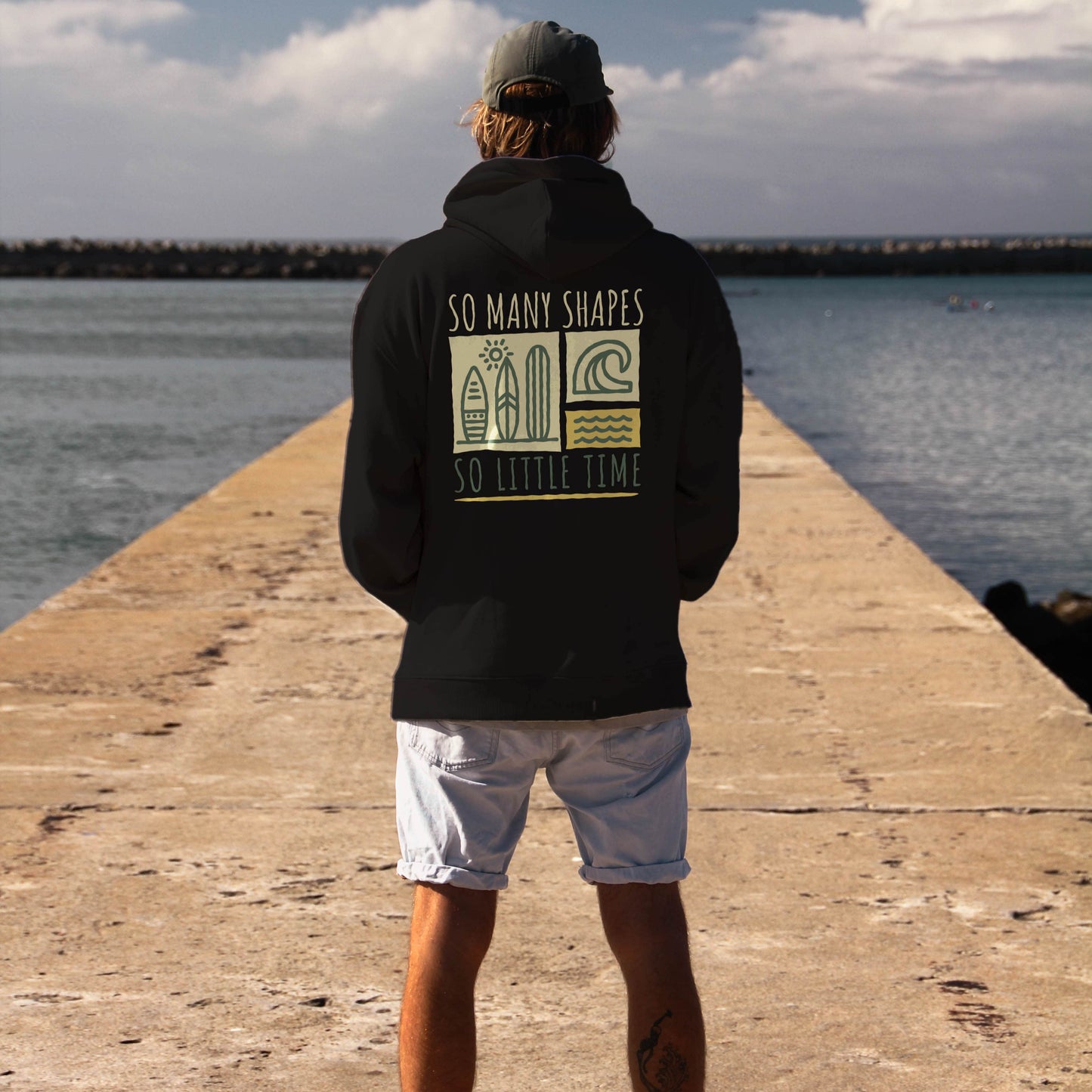 BLACK "SHAPES" ORGANIC HOODIE