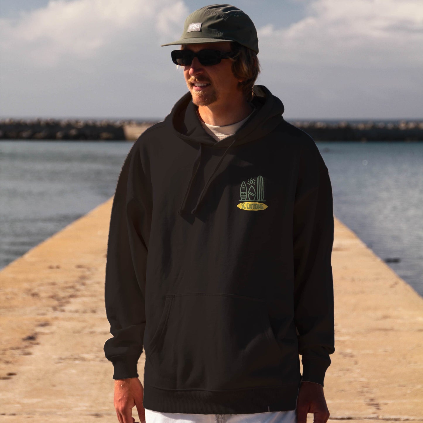 BLACK "SHAPES" ORGANIC HOODIE