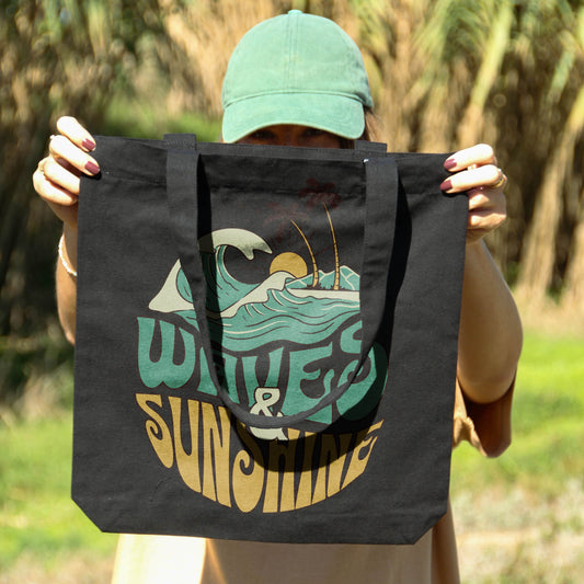 Organic "WAVES & SUNSHINE" Tote Bag