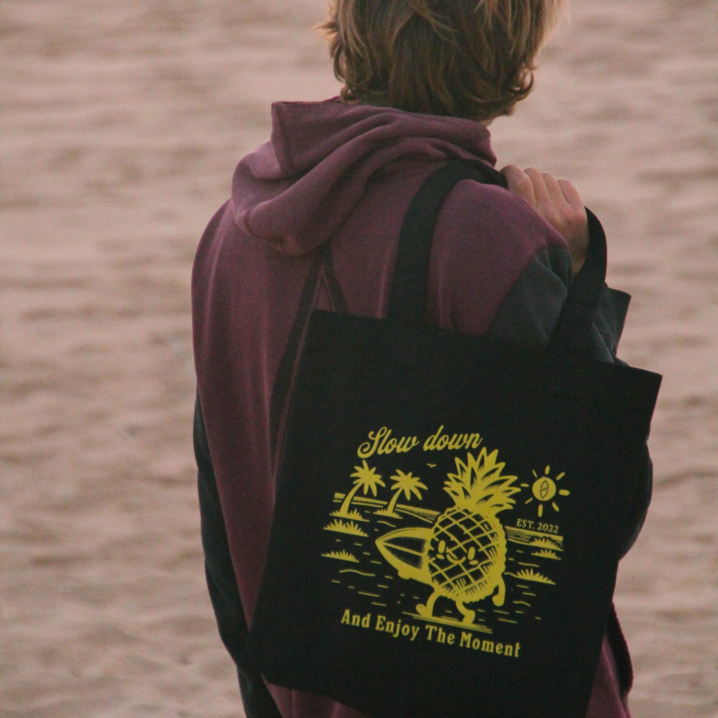 BLACK "STOKED PIÑA" ORGANIC TOTE BAG