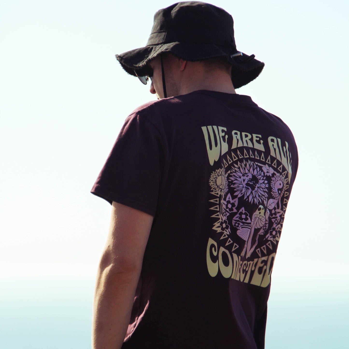 RED BROWN "WE ARE ALL CONNECTED" ORGANIC TEE