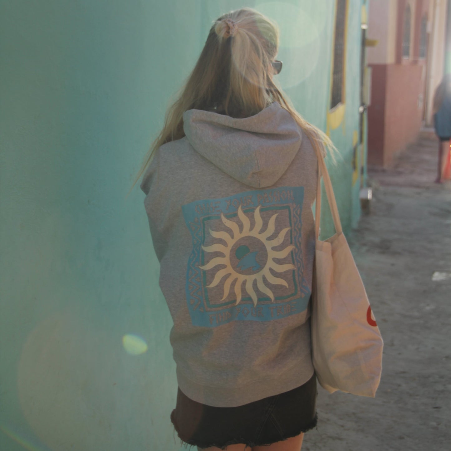 HEATHER GREY "TRIBE" ORGANIC HOODIE