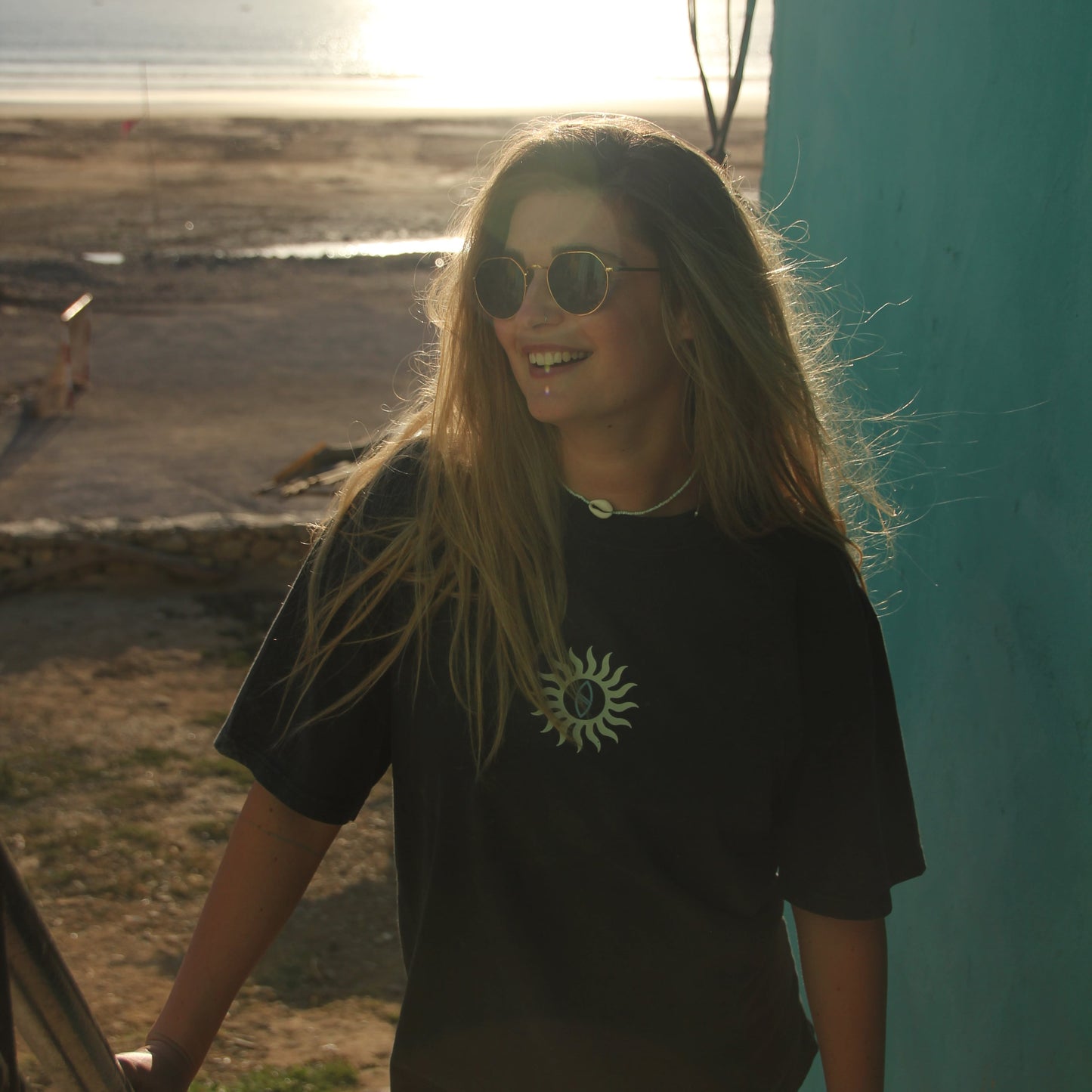 BLACK "TRIBE" STONE WASH TEE