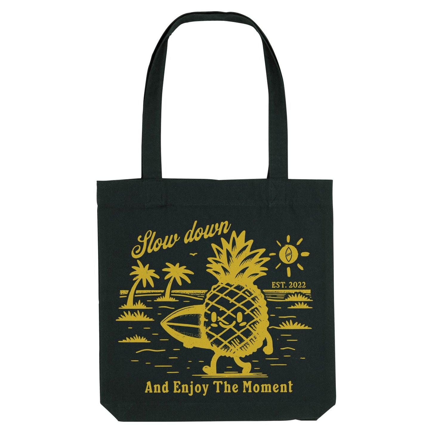BLACK "STOKED PIÑA" ORGANIC TOTE BAG