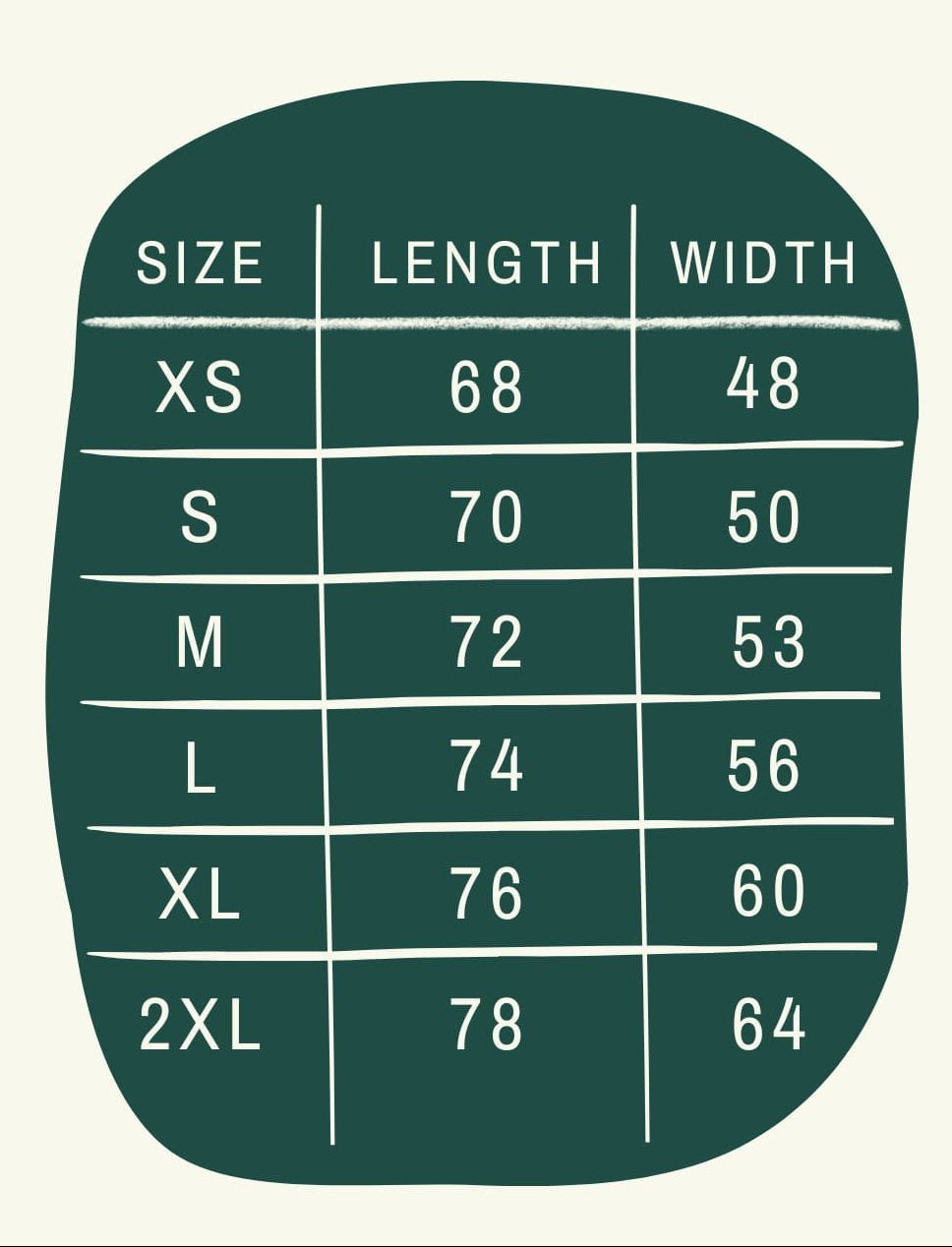 Black sleeveless shirt with measurement chart on a light gray background