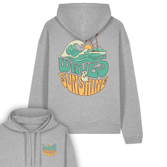 Heather Grey "Waves & Sunshine" Organic Hoodie