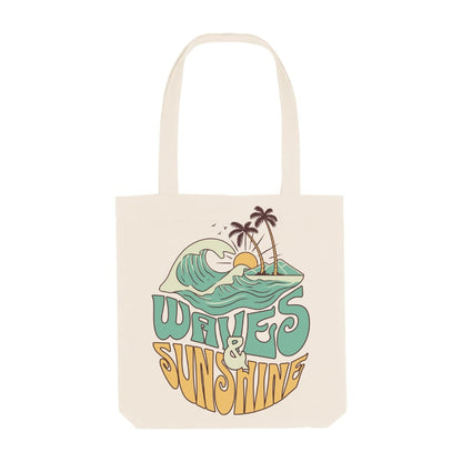 NATURAL "WAVES & SUNSHINE" ORGANIC TOTE BAG