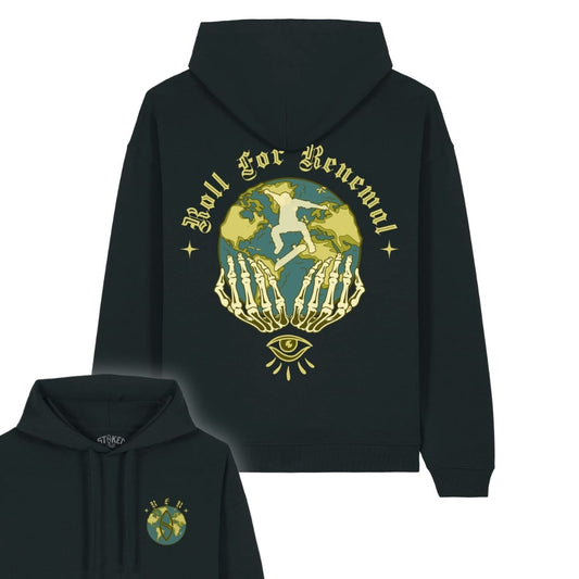 Black "Roll For Renewal" Organic Hoodie