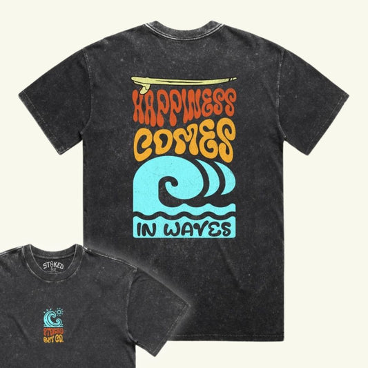 Organic "HAPPINESS" Stone Wash Tee