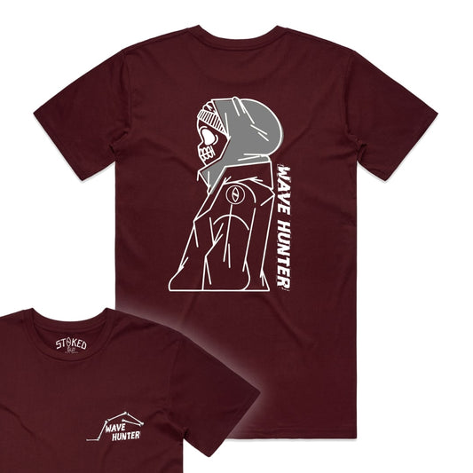 Burgundy "Wave Hunter" Tee