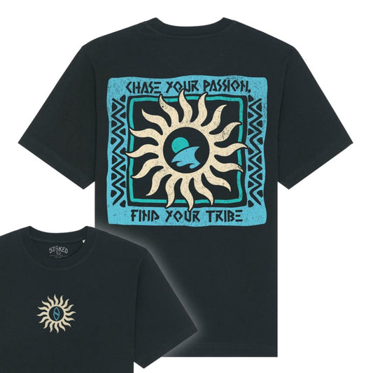 BLACK "TRIBE" ORGANIC TEE
