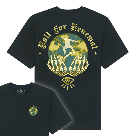 Black "Roll For Renewal" Organic Tee
