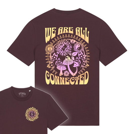RED BROWN "WE ARE ALL CONNECTED" ORGANIC TEE