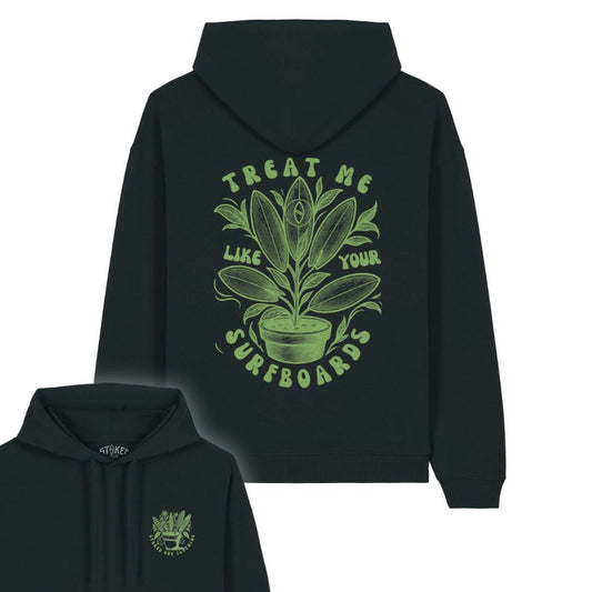 BLACK "SURF PLANT" ORGANIC HOODIE