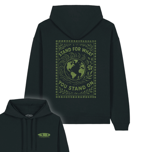 BLACK "STAND FOR" ORGANIC HOODIE