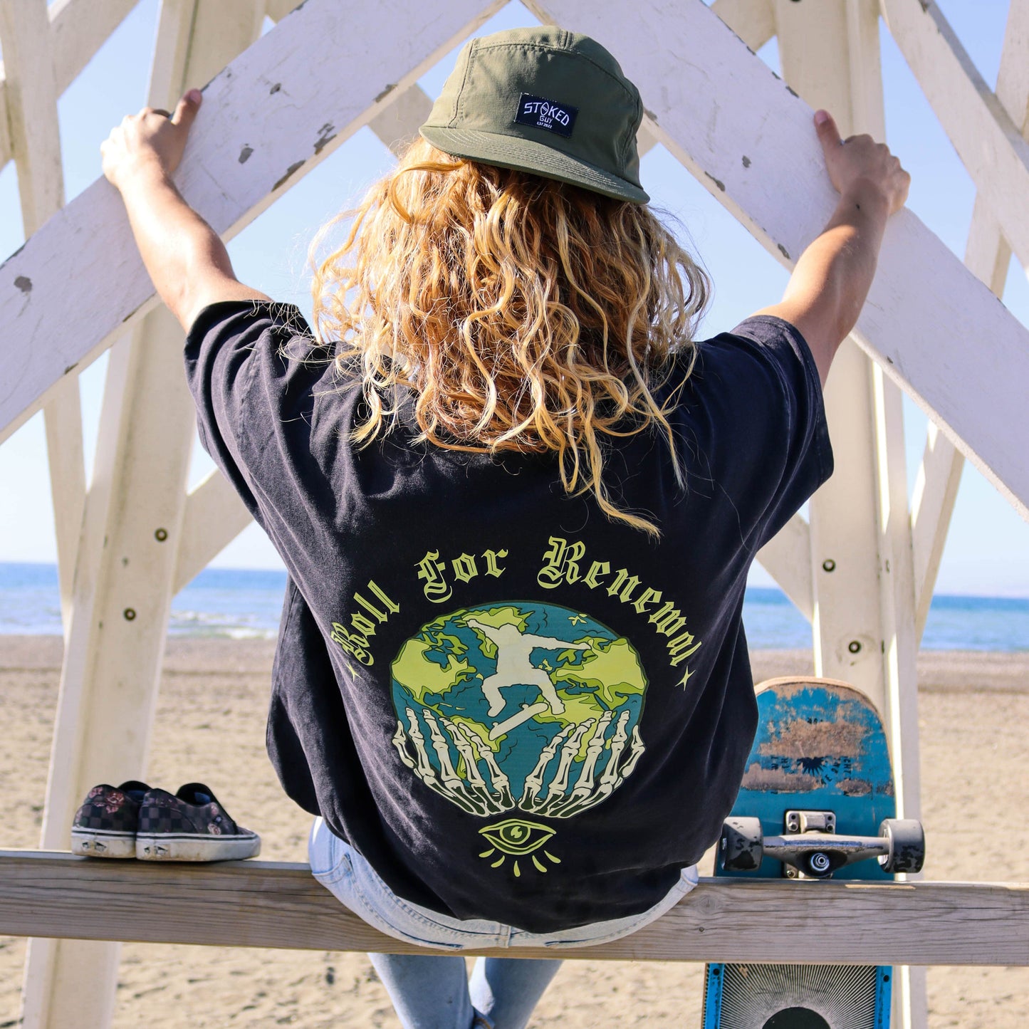 Black "Roll For Renewal" Organic Tee