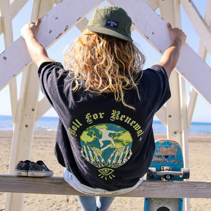 Black "Roll For Renewal" Organic Tee