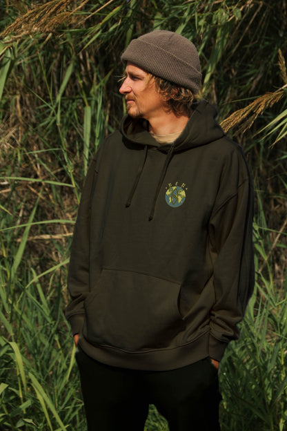 Black "Roll For Renewal" Organic Hoodie