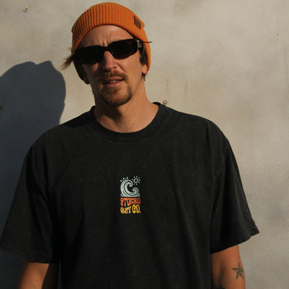 Black "Happiness" Stone Wash Tee