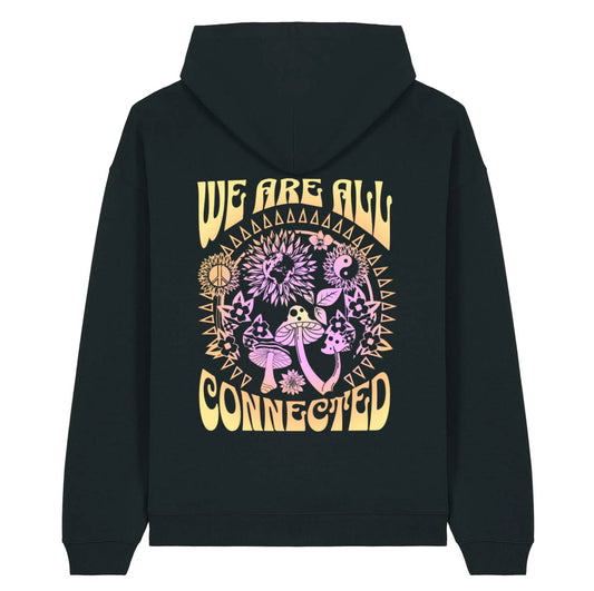 Black "We Are All Connected" Organic Hoodie