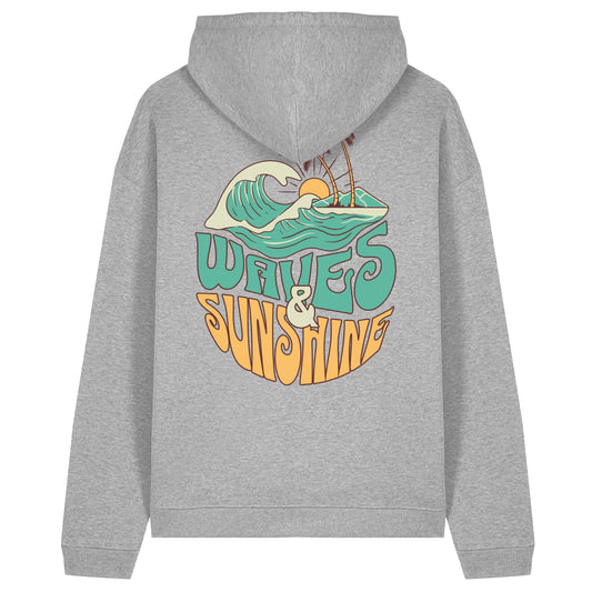 Heather Grey "Waves & Sunshine" Organic Hoodie