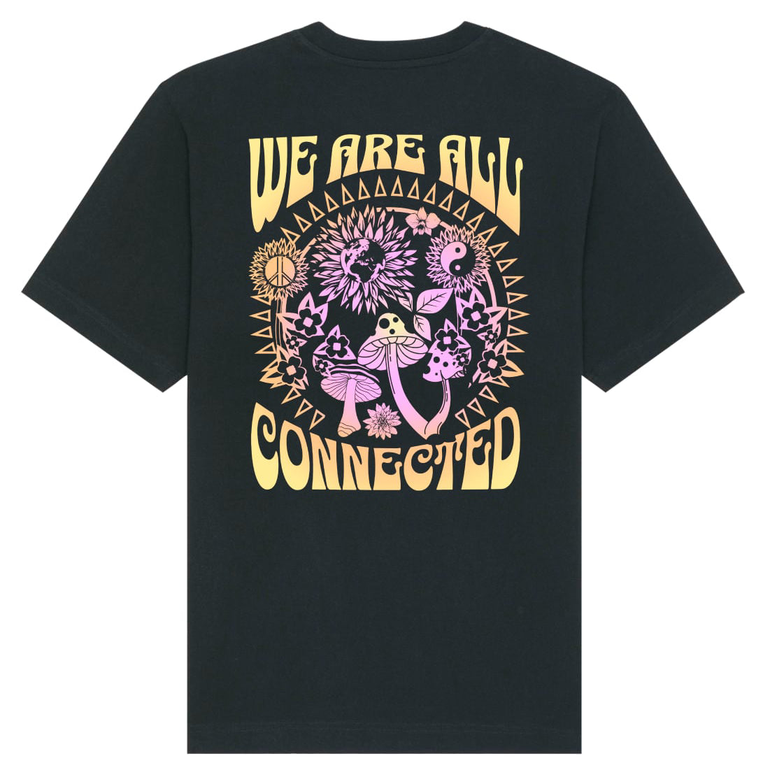 Black Relaxed "We Are All Connected" Tee