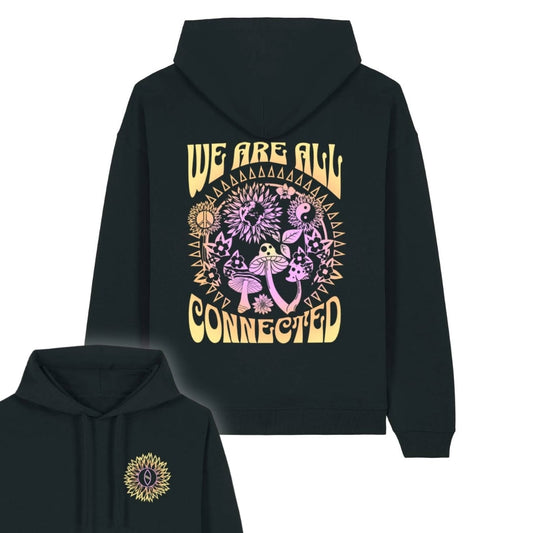 Black "We Are All Connected" Organic Hoodie